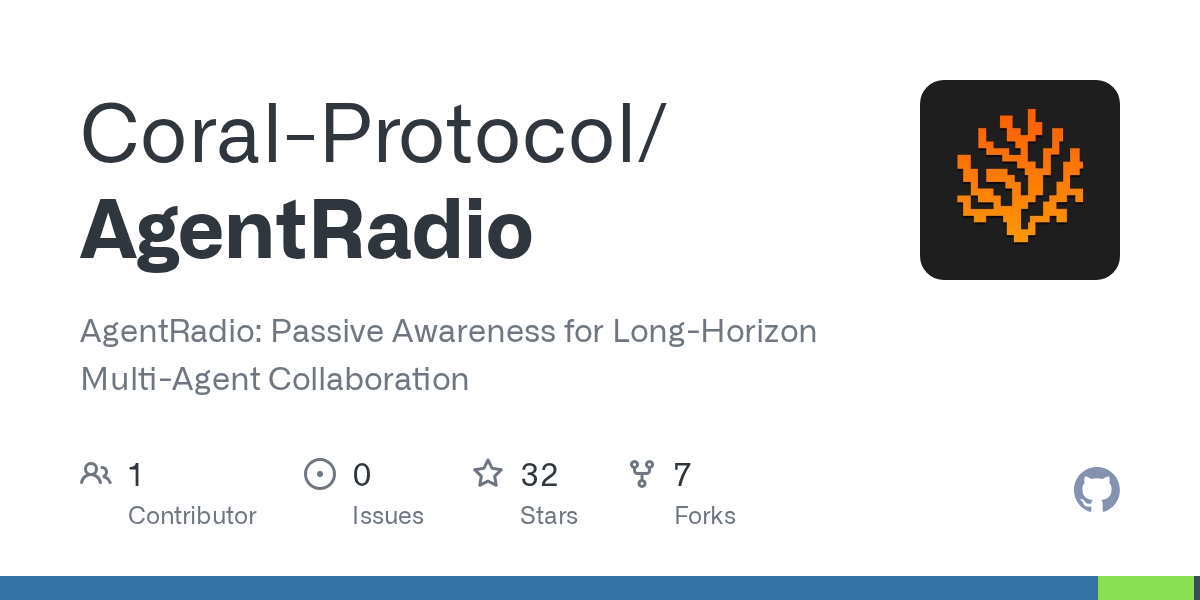 GitHub - Coral-Protocol/AgentRadio: AgentRadio: Passive Awareness for Long-Horizon Multi-Agent Collaboration