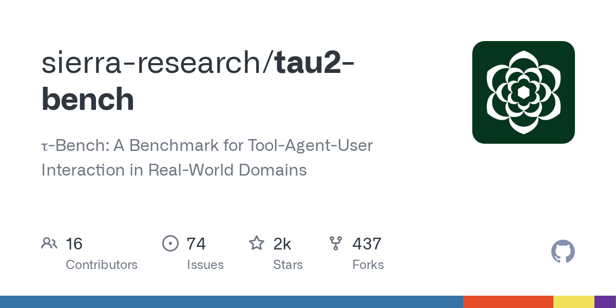 GitHub - sierra-research/tau2-bench: τ-Bench: A Benchmark for Tool-Agent-User Interaction in Real-World Domains