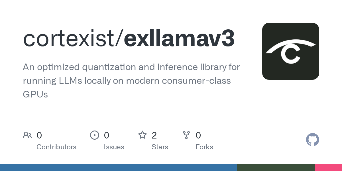 GitHub - cortexist/exllamav3: An optimized quantization and inference library for running LLMs locally on modern consumer-class GPUs