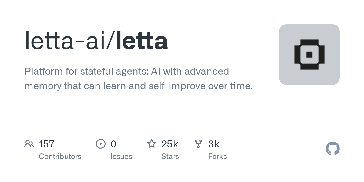 GitHub - letta-ai/letta: Platform for stateful agents: AI with advanced memory that can learn and self-improve over time.